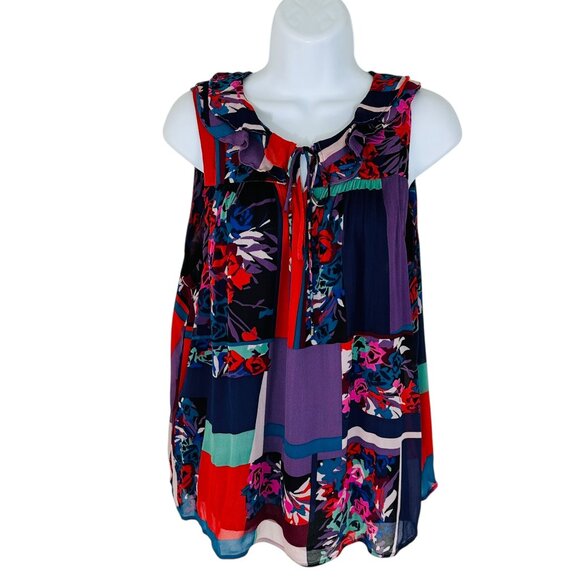 Maeve Anthropologie Women's Size L Anderson Patchwork Floral Ruffle Blouse - Picture 1 of 6